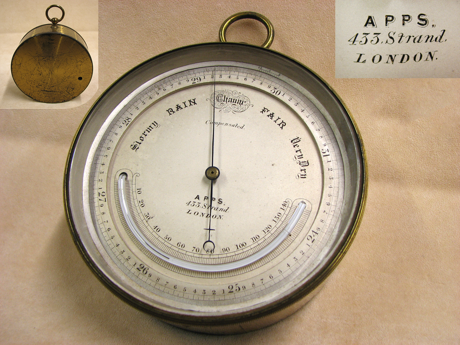 19th century Alfred Apps aneroid barometer with thermometer